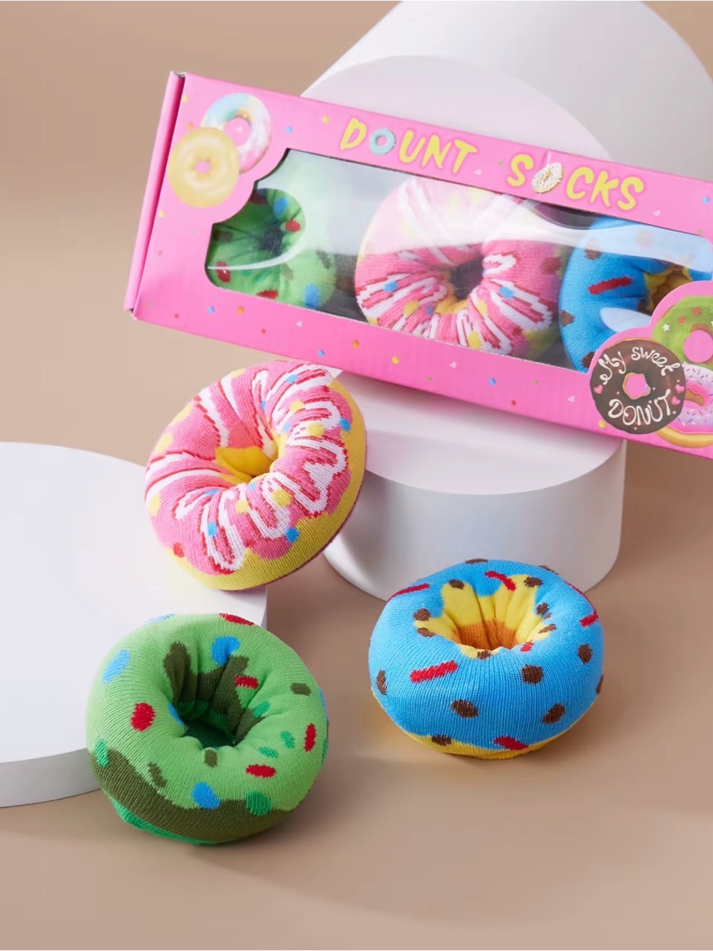 Donut unisex Hair Ties Trio - Pink, Blue & Green